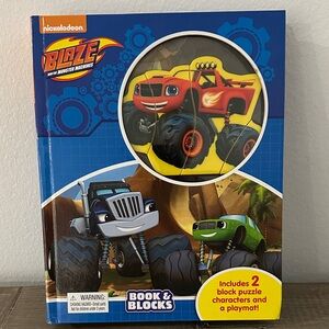 Nickelodeon Blaze Monster Machines Book & Block Puzzle Set - Red and Blue